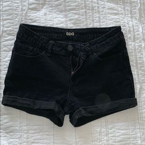 BDG mid rise black denim shorts
